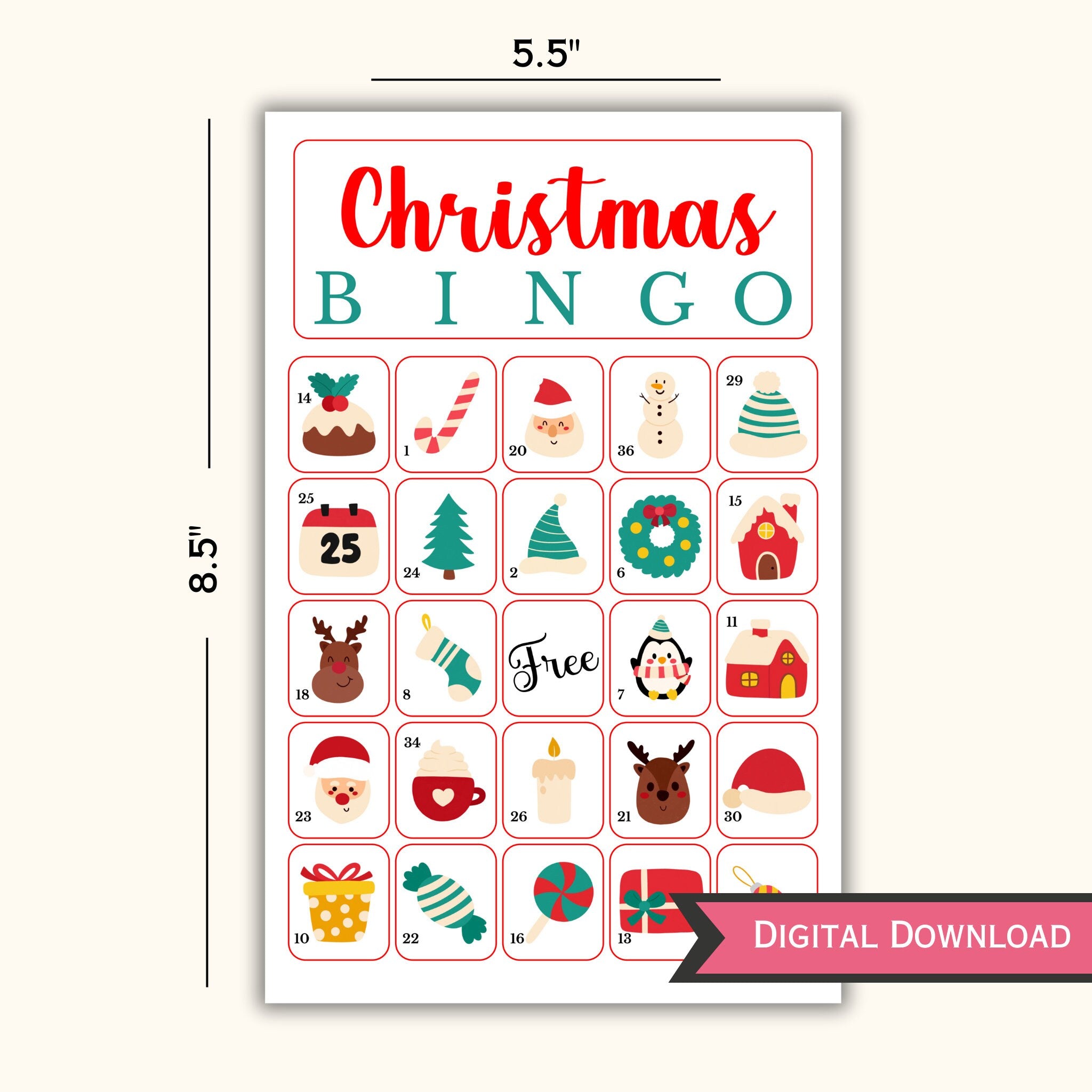 Christmas Bingo - 50 Cards