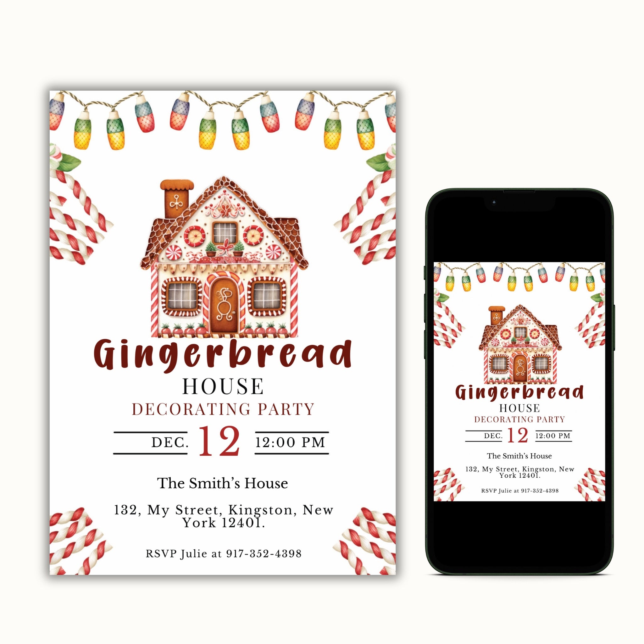 Gingerbread House Decorating Party Invite Template