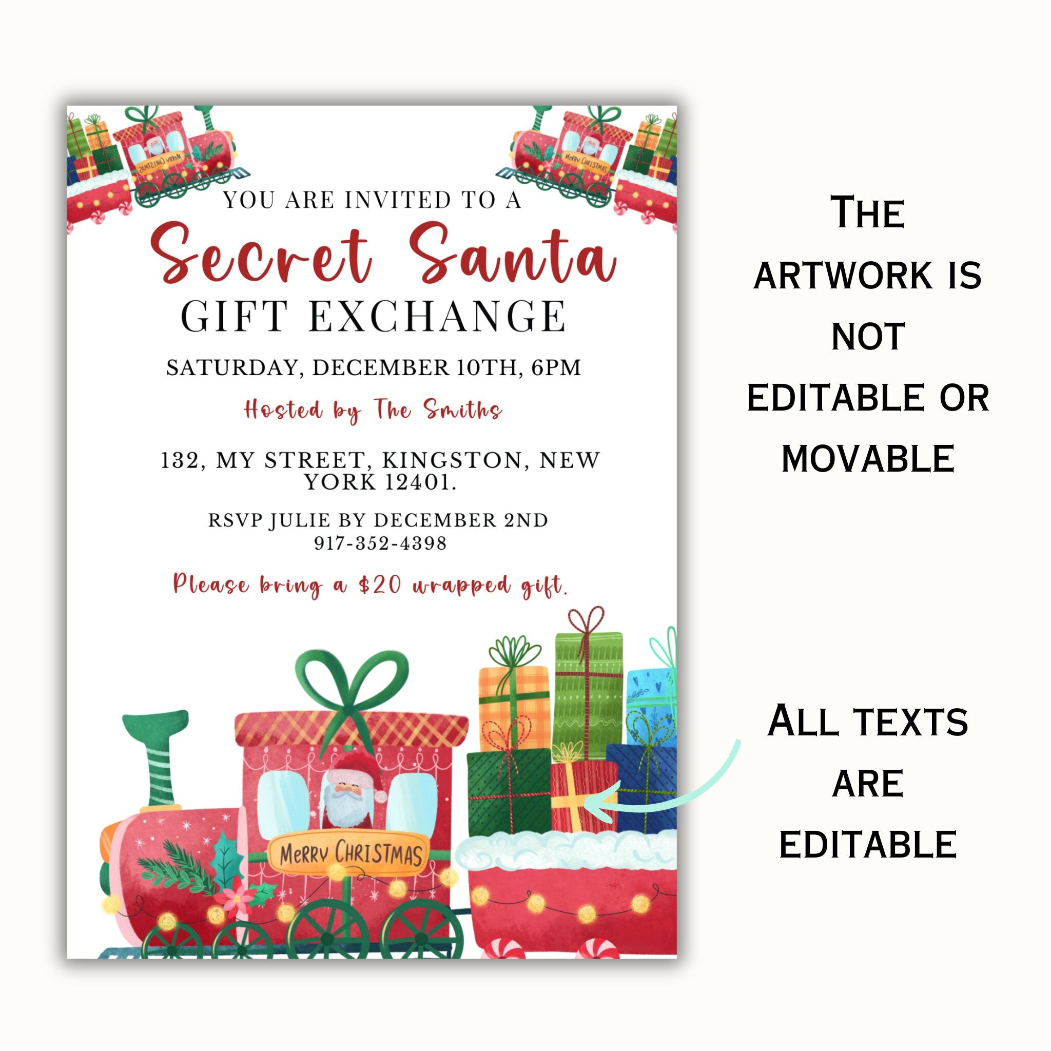 Secret Santa Gift Exchange Party Invite Template