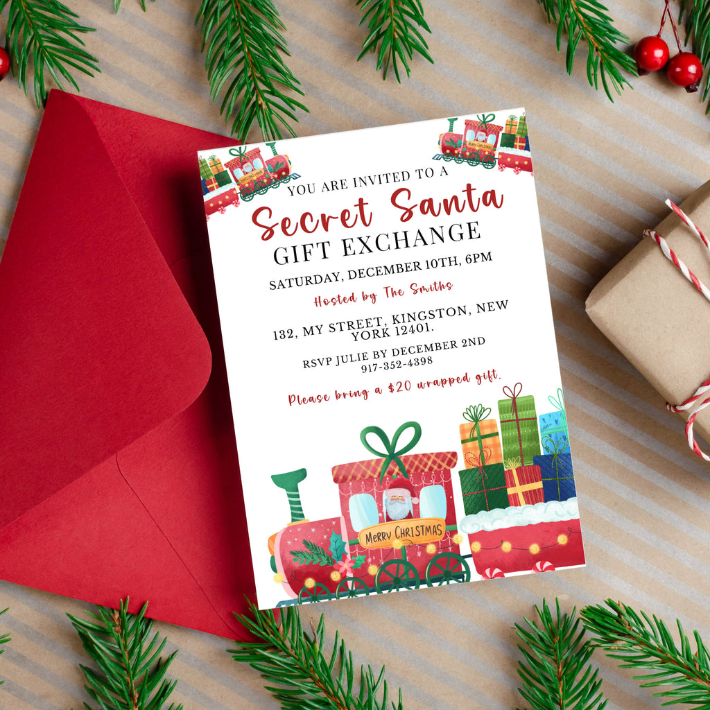 Secret Santa Gift Exchange Party Invite Template