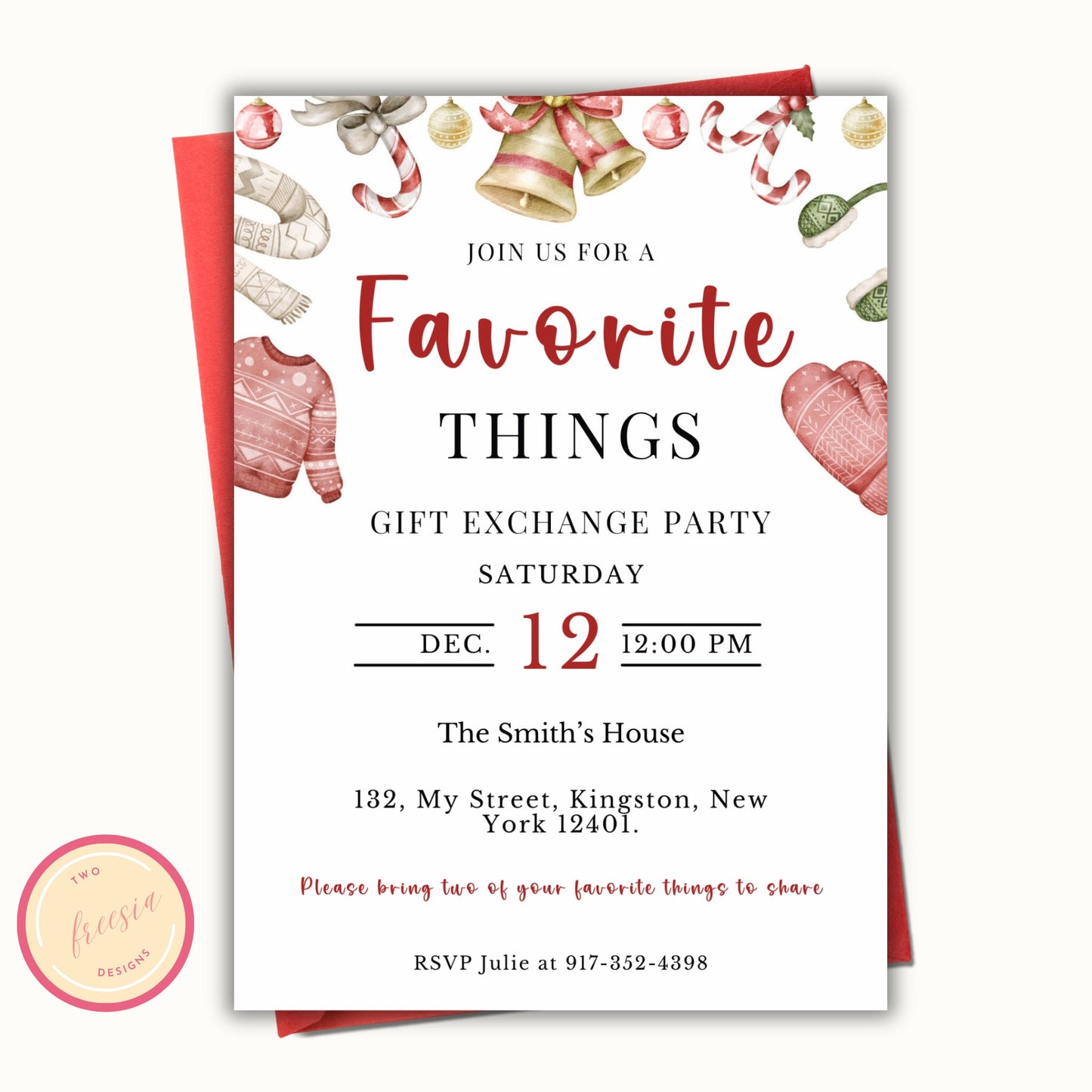 Favorite Things Christmas Party Invite