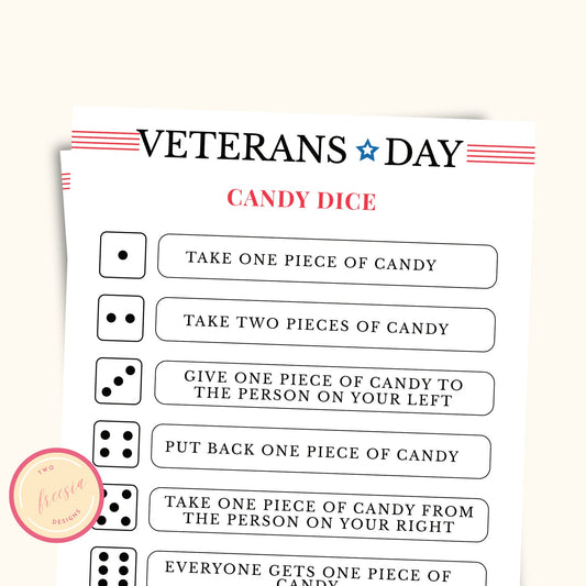 Veterans Day Candy Dice Game