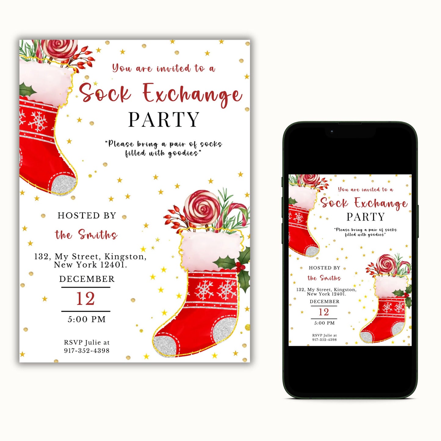 Sock Exchange Holiday Party Invitation