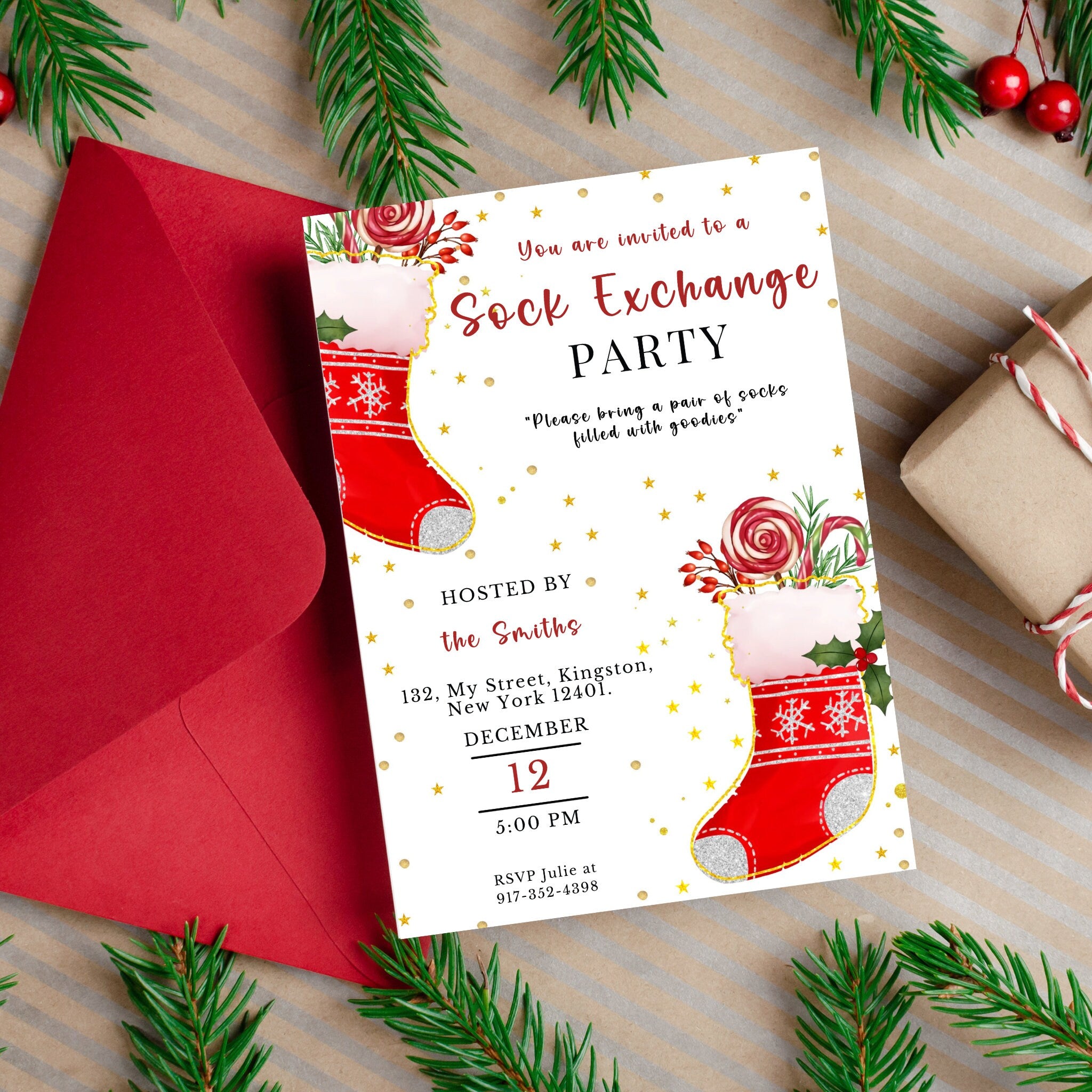 Sock Exchange Holiday Party Invitation