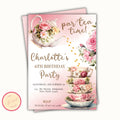 Tea Party Birthday Invitation - Editable Template