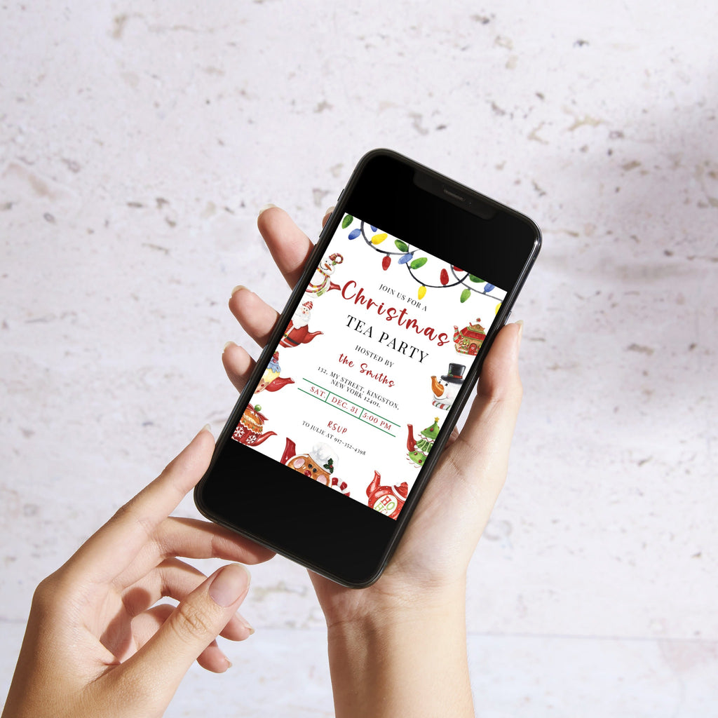 Christmas Tea Party Invitation - Editable Template