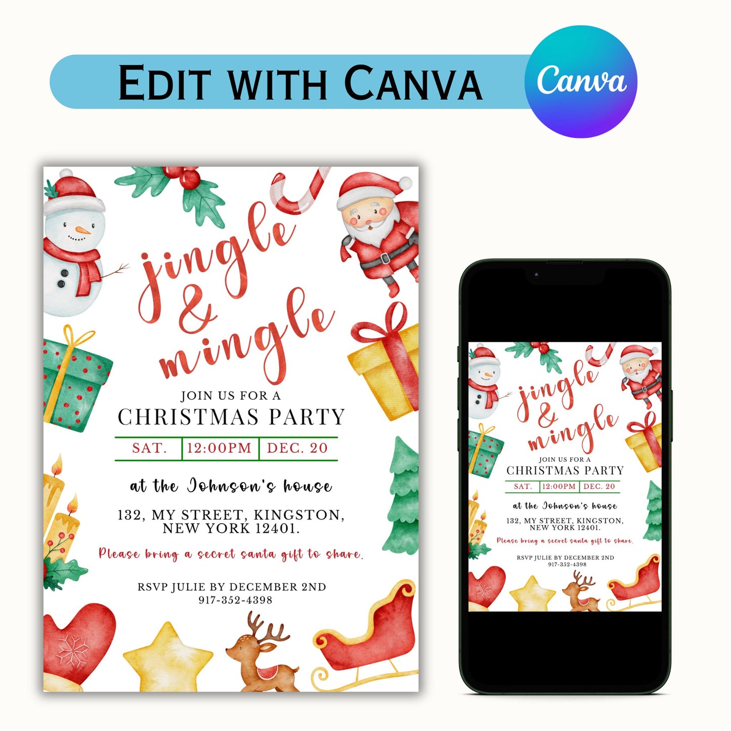 Jingle and Mingle Holiday Party Invitation Template