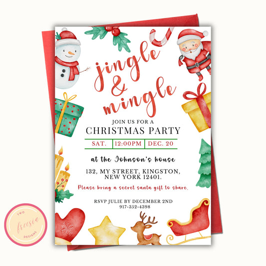 Jingle and Mingle Holiday Party Invitation Template