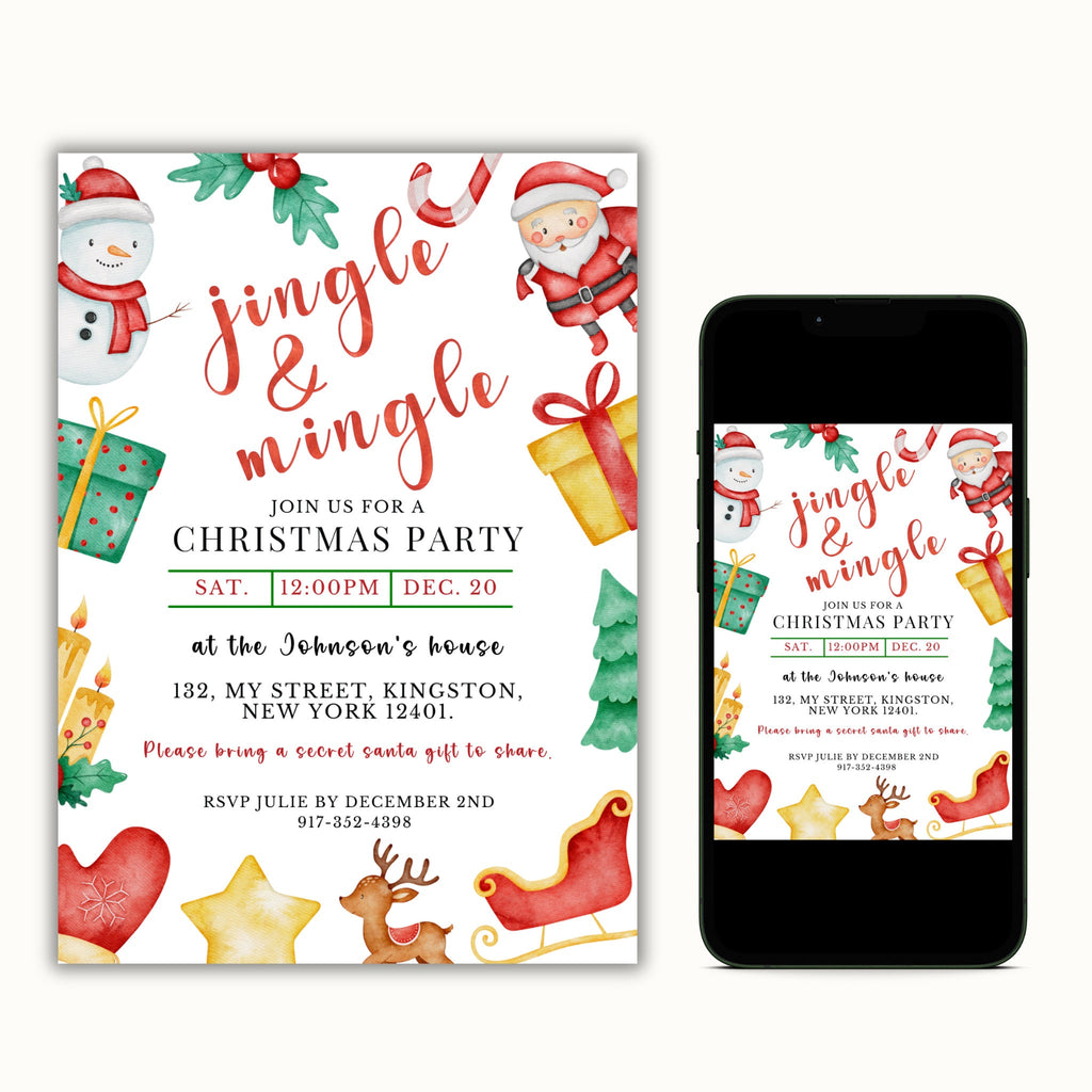 Jingle and Mingle Holiday Party Invitation Template