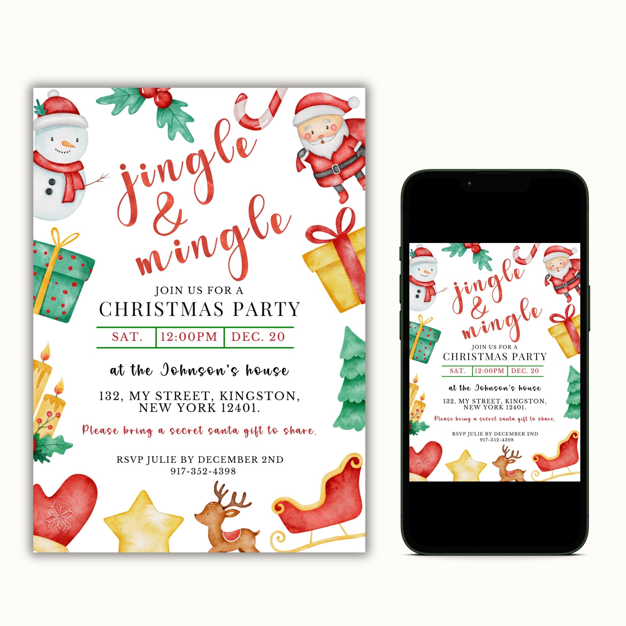 Jingle and Mingle Holiday Party Invitation Template