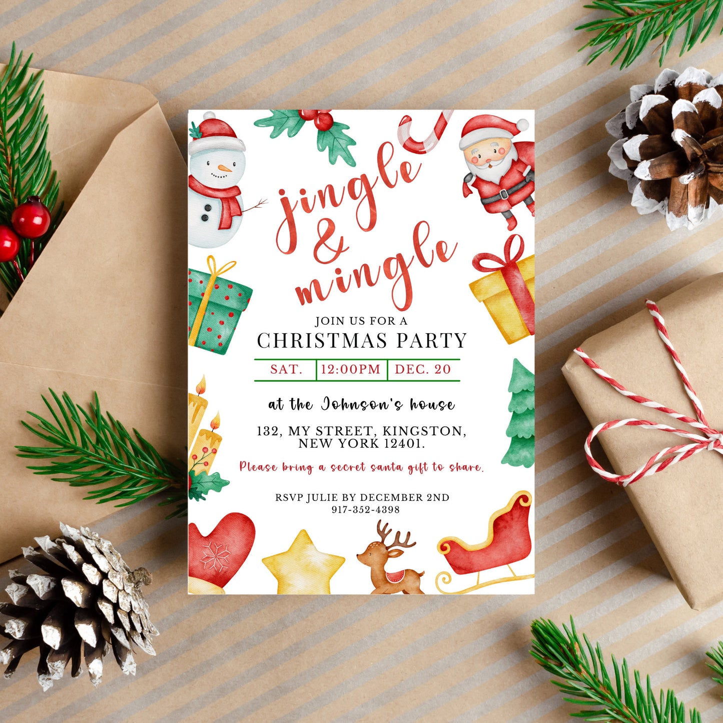 Jingle and Mingle Holiday Party Invitation Template