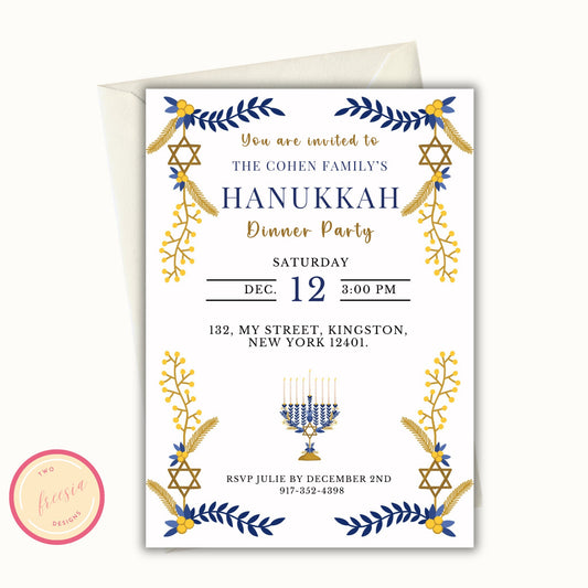Hanukkah Editable Invitation Template