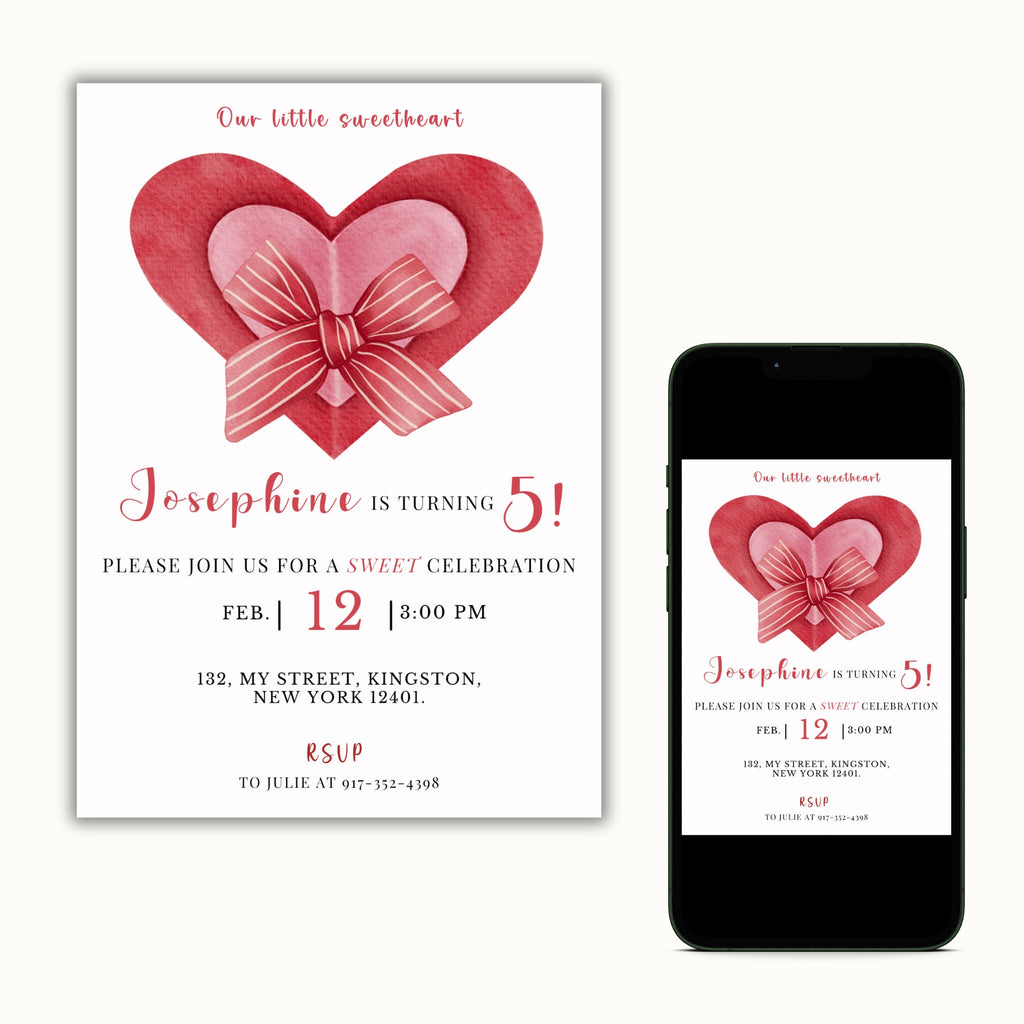 Editable Valentines Birthday Party Invitation