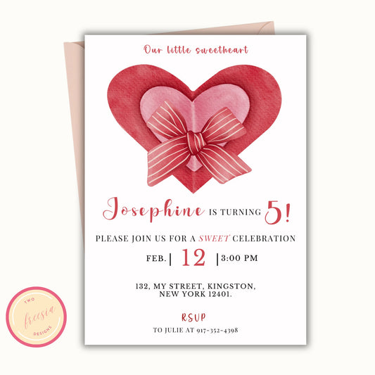 Editable Valentines Birthday Party Invitation