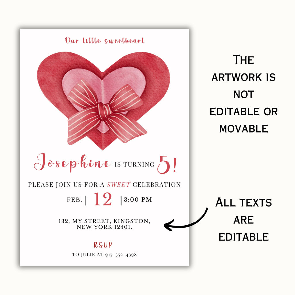 Editable Valentines Birthday Party Invitation