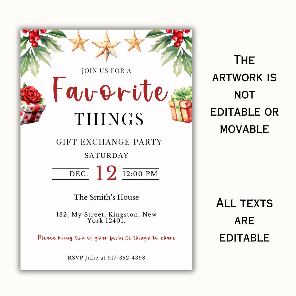 Favorite Things Christmas Party Invitation