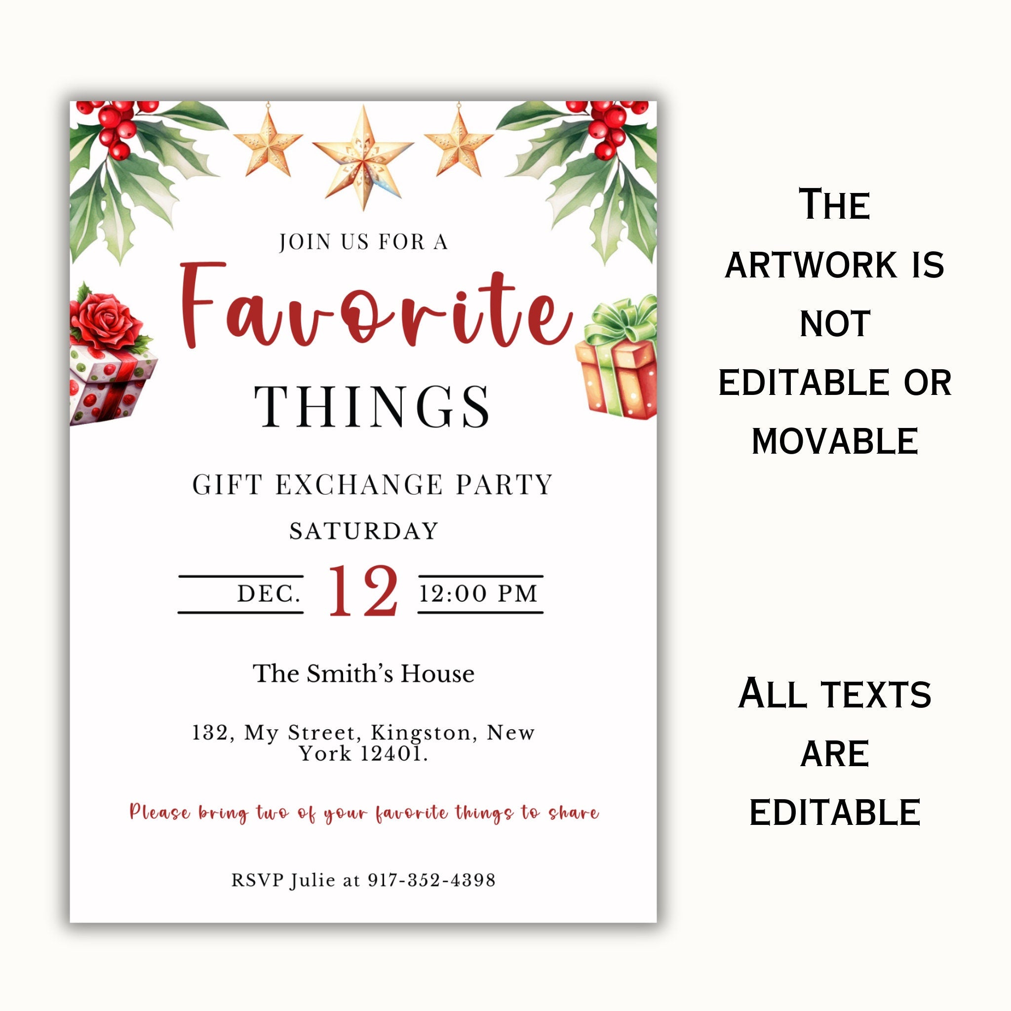 Favorite Things Christmas Party Invitation