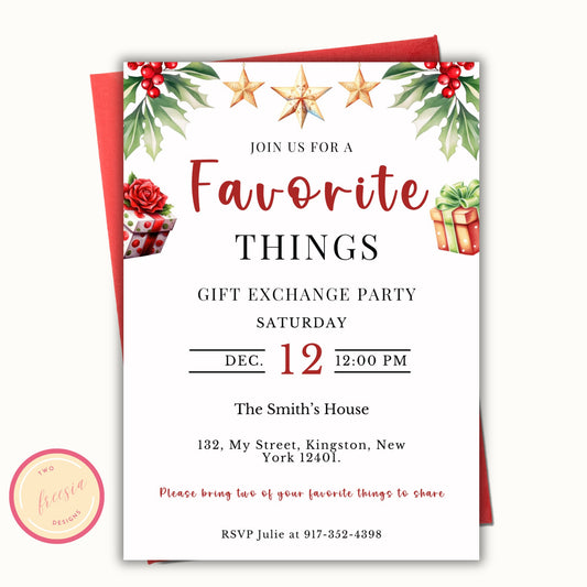 Favorite Things Christmas Party Invitation