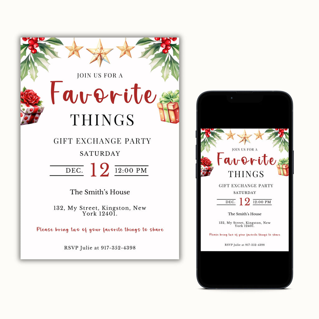 Favorite Things Christmas Party Invitation