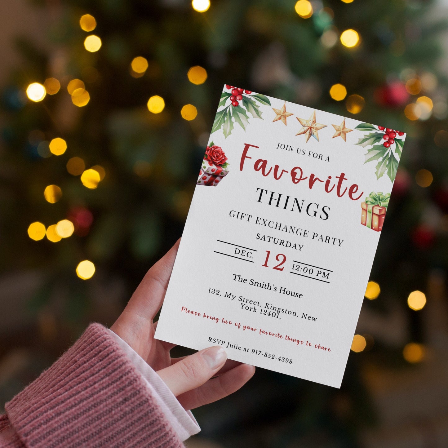 Favorite Things Christmas Party Invitation