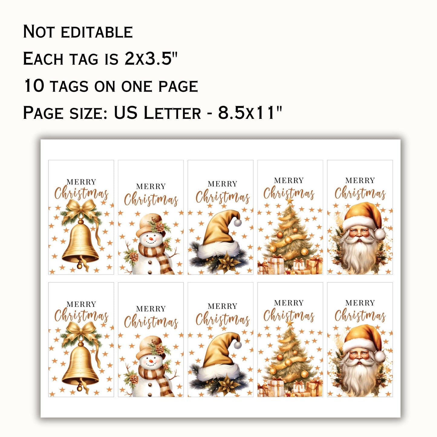 Printable Christmas Gift Tag - Set of 5