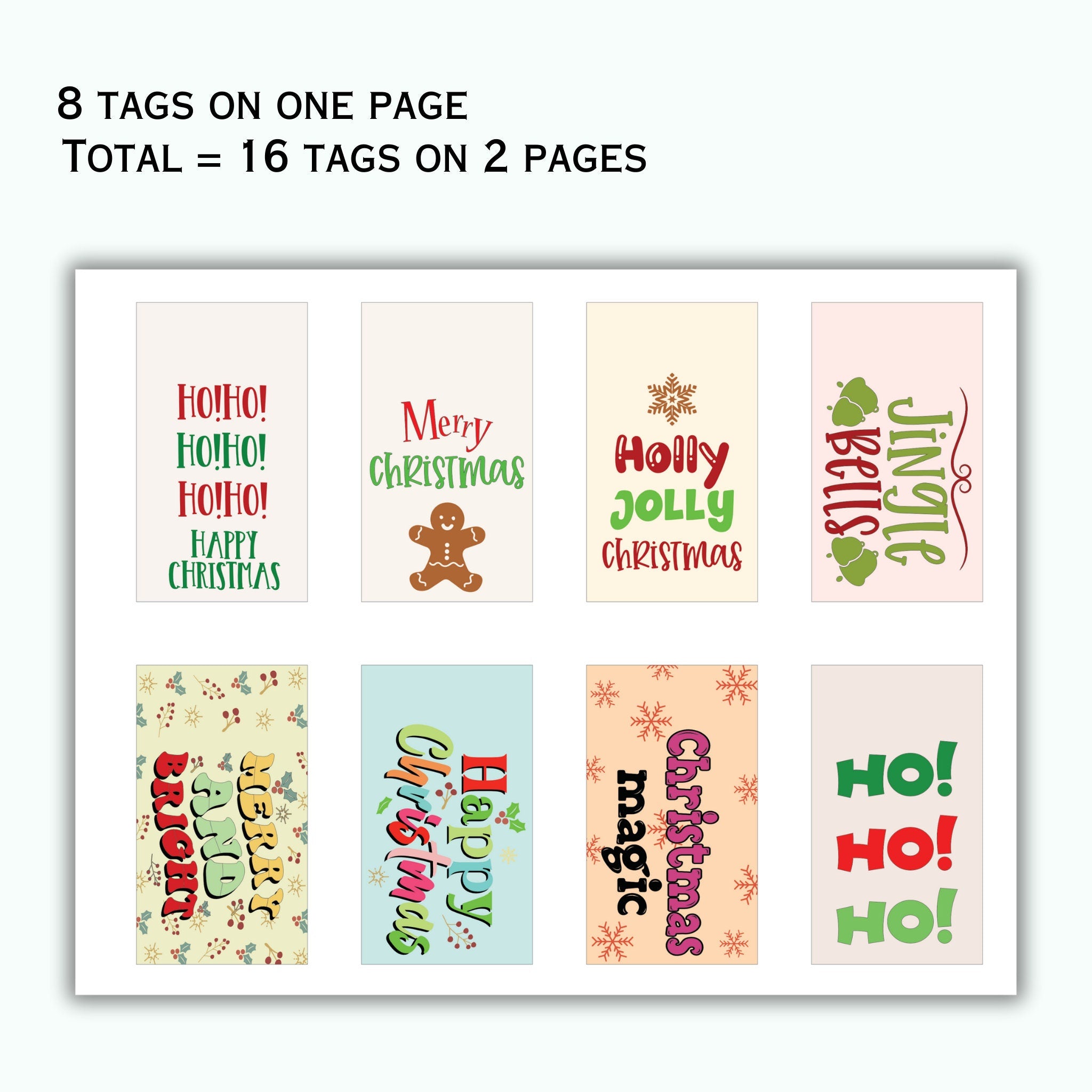 Christmas Gift Tags Printable - Set of 16