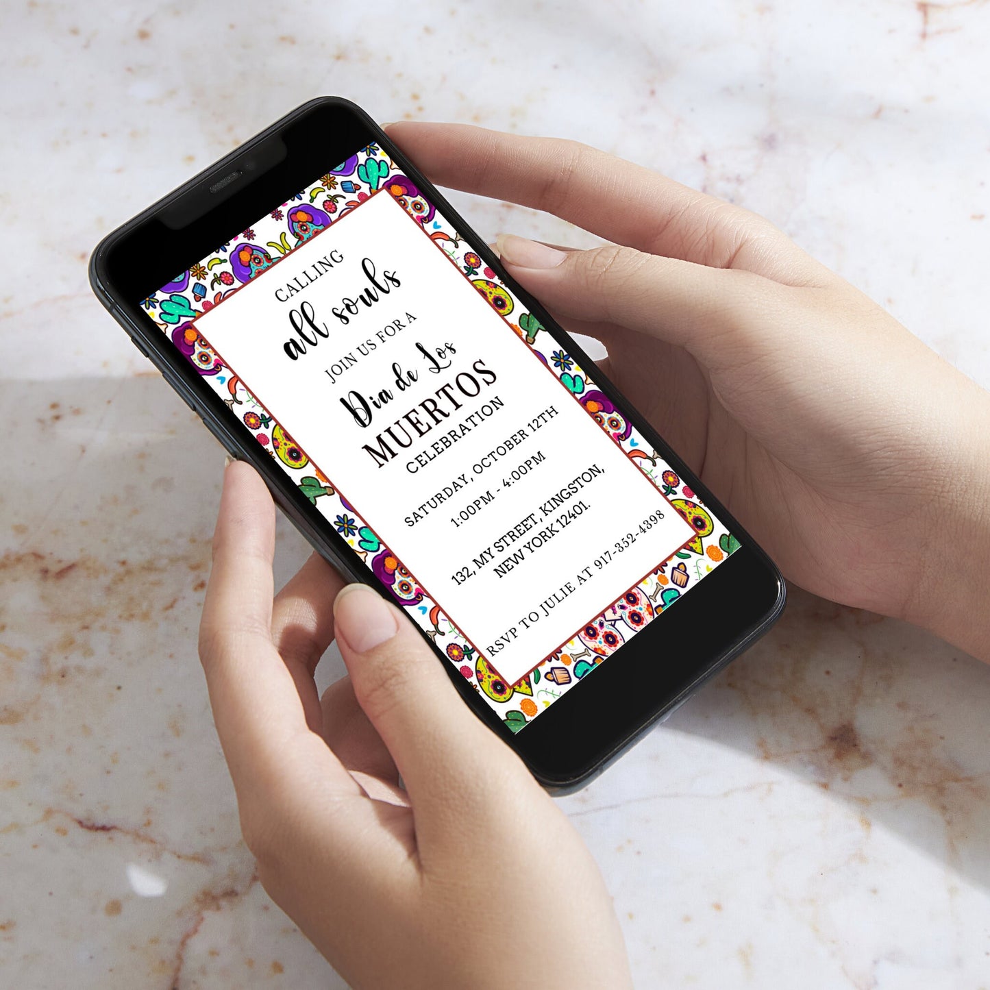 Dia de los Muertos Party Invitation - Editable Template