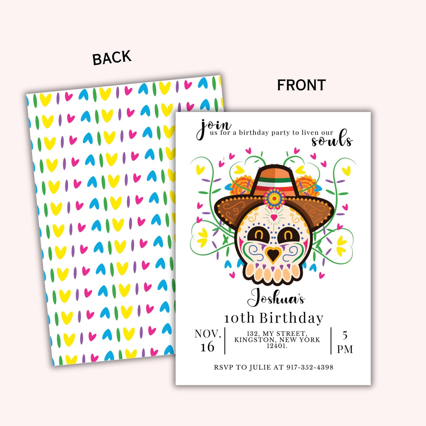 Day of the Dead Birthday Party Invitation - Editable Template