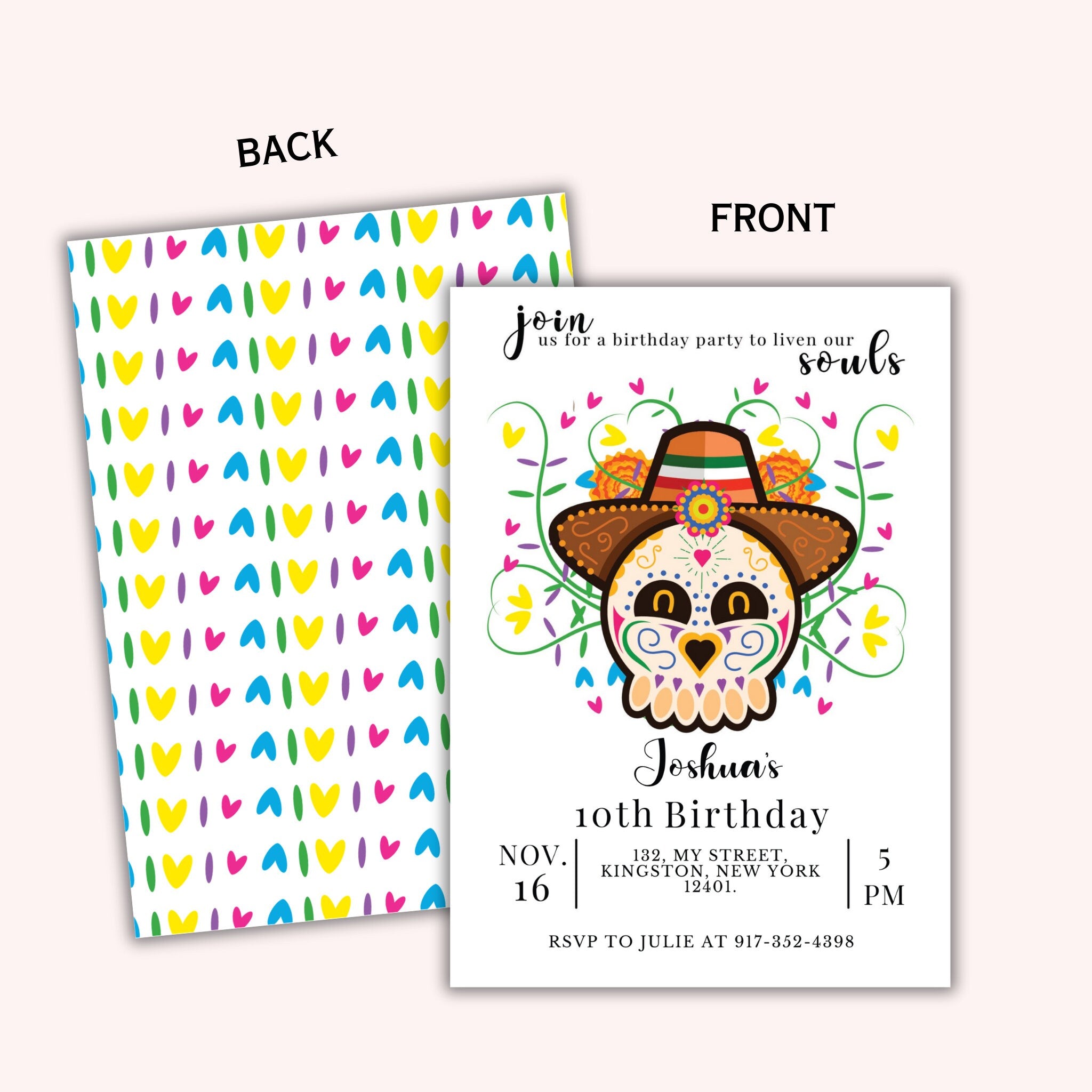 Day of the Dead Birthday Party Invitation - Editable Template