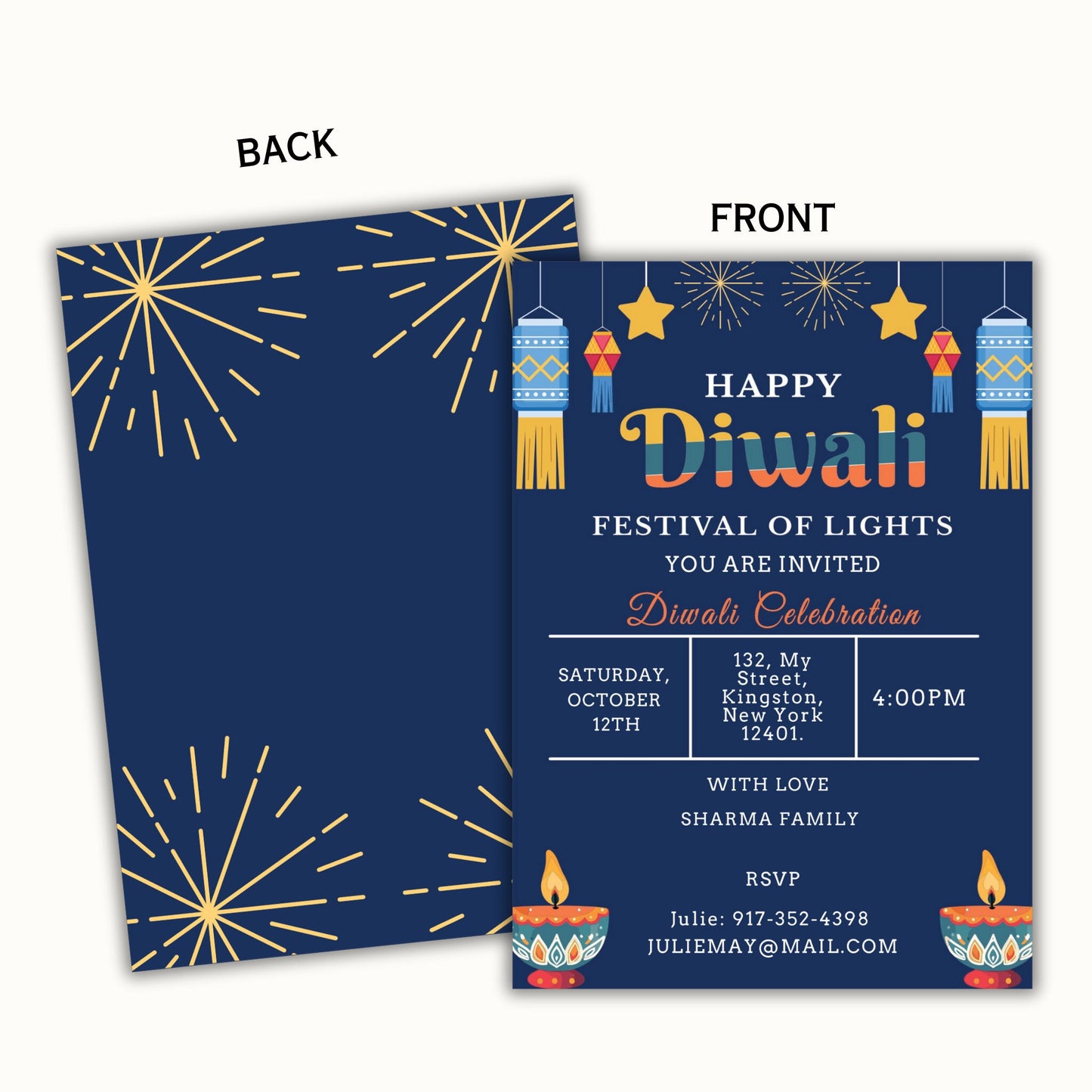 Diwali Party Invitation - Editable Template