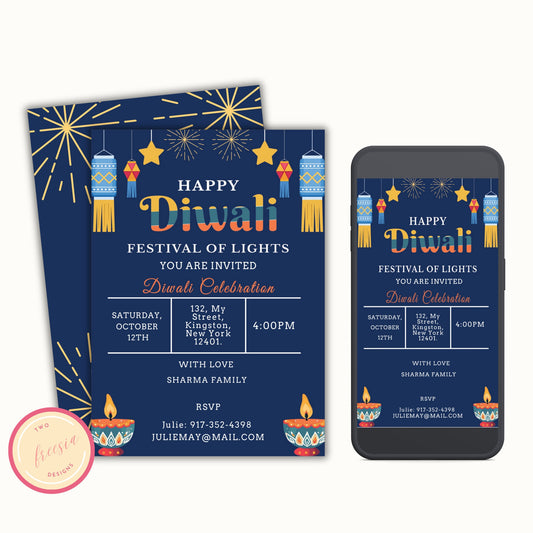 Diwali Party Invitation - Editable Template