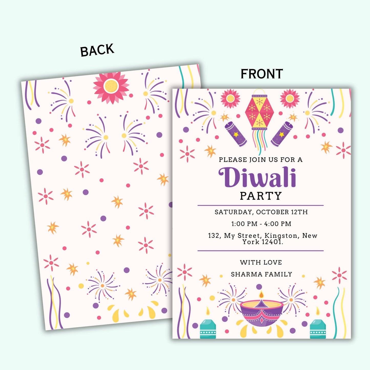 Editable Diwali Invitation Template