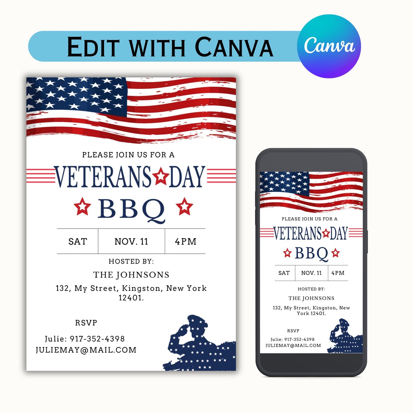 Editable Veterans Day BBQ Invitation