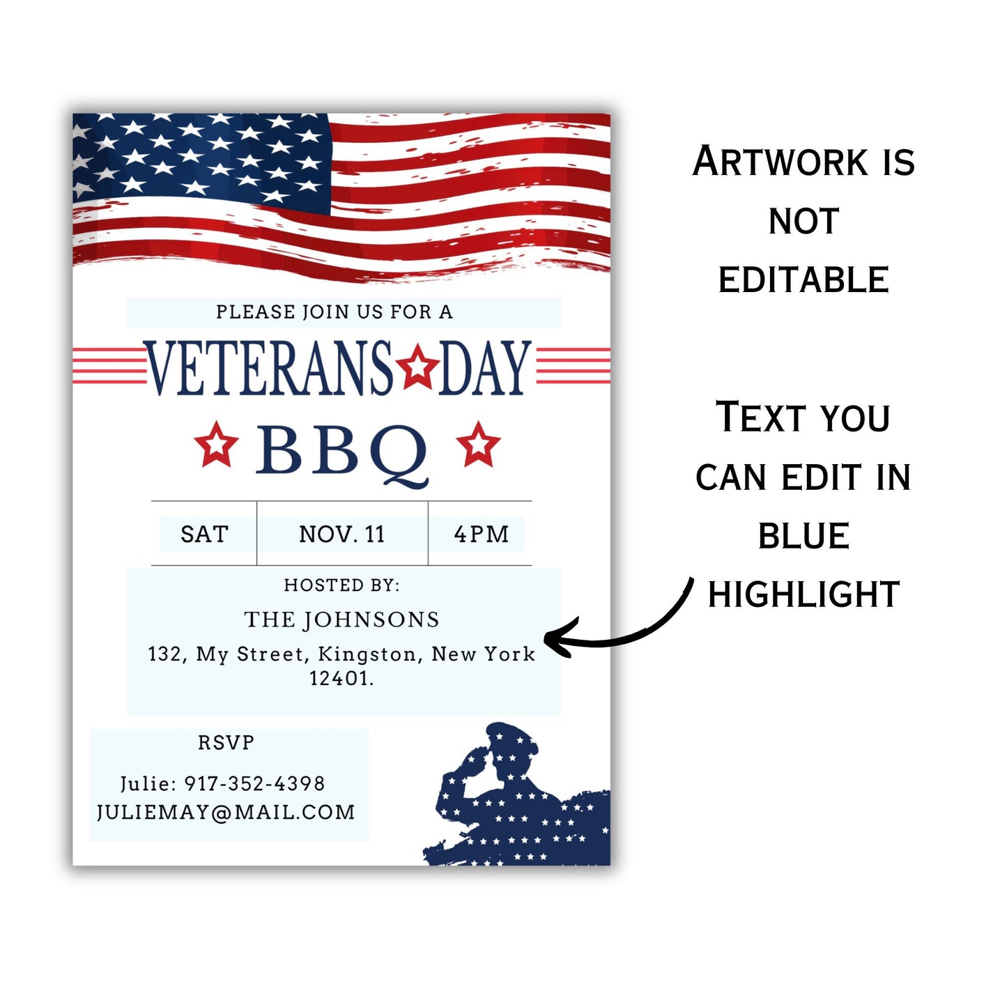 Editable Veterans Day BBQ Invitation
