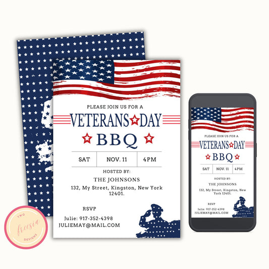 Editable Veterans Day BBQ Invitation