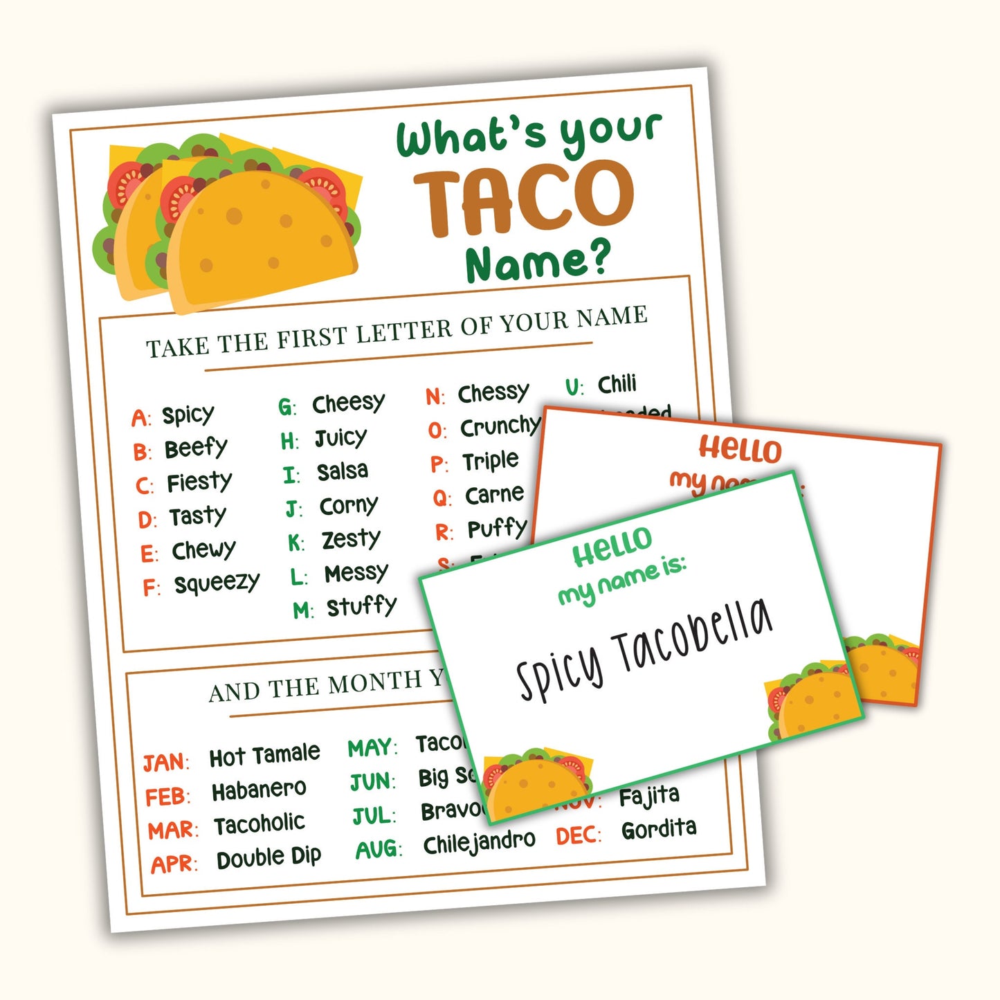 What's your Taco Name? Cinco de Mayo Game