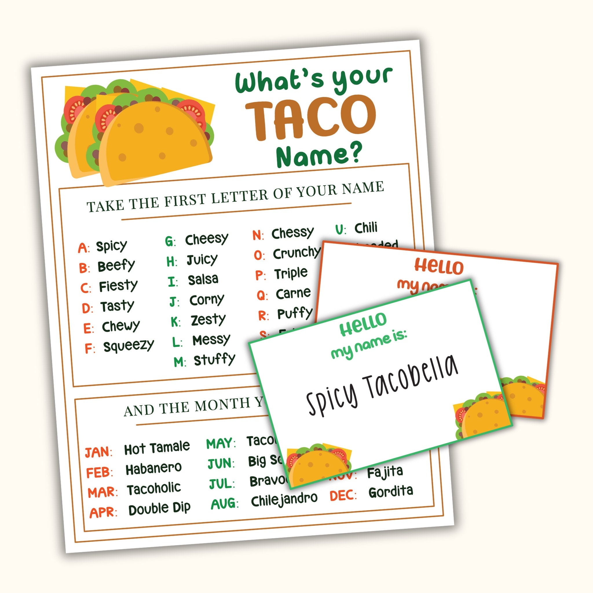 What's your Taco Name? Cinco de Mayo Game
