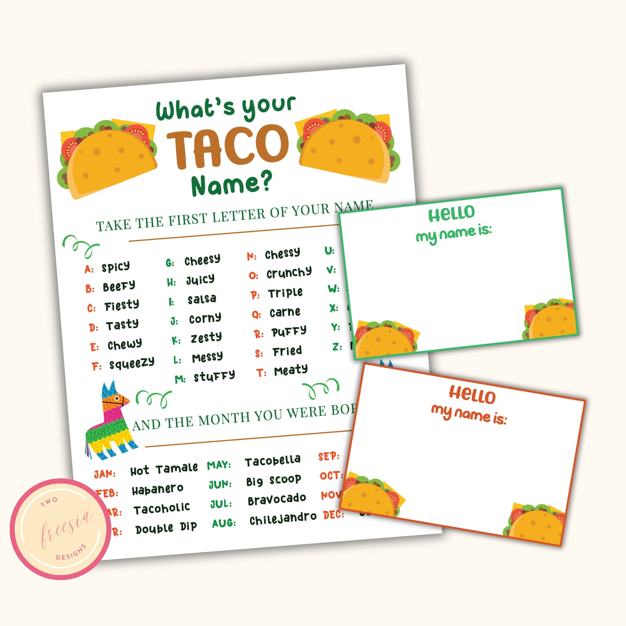 What's your Taco Name? Party Game