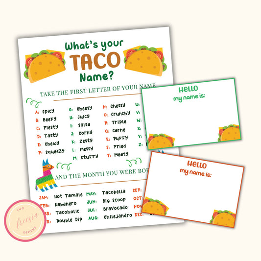What's your Taco Name? Party Game