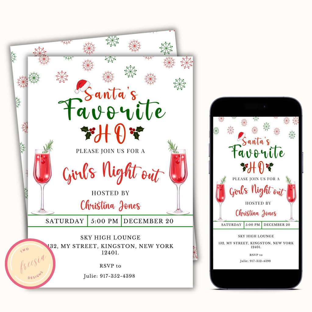 Editable Christmas Party Invitation - Santa's Favorite Ho