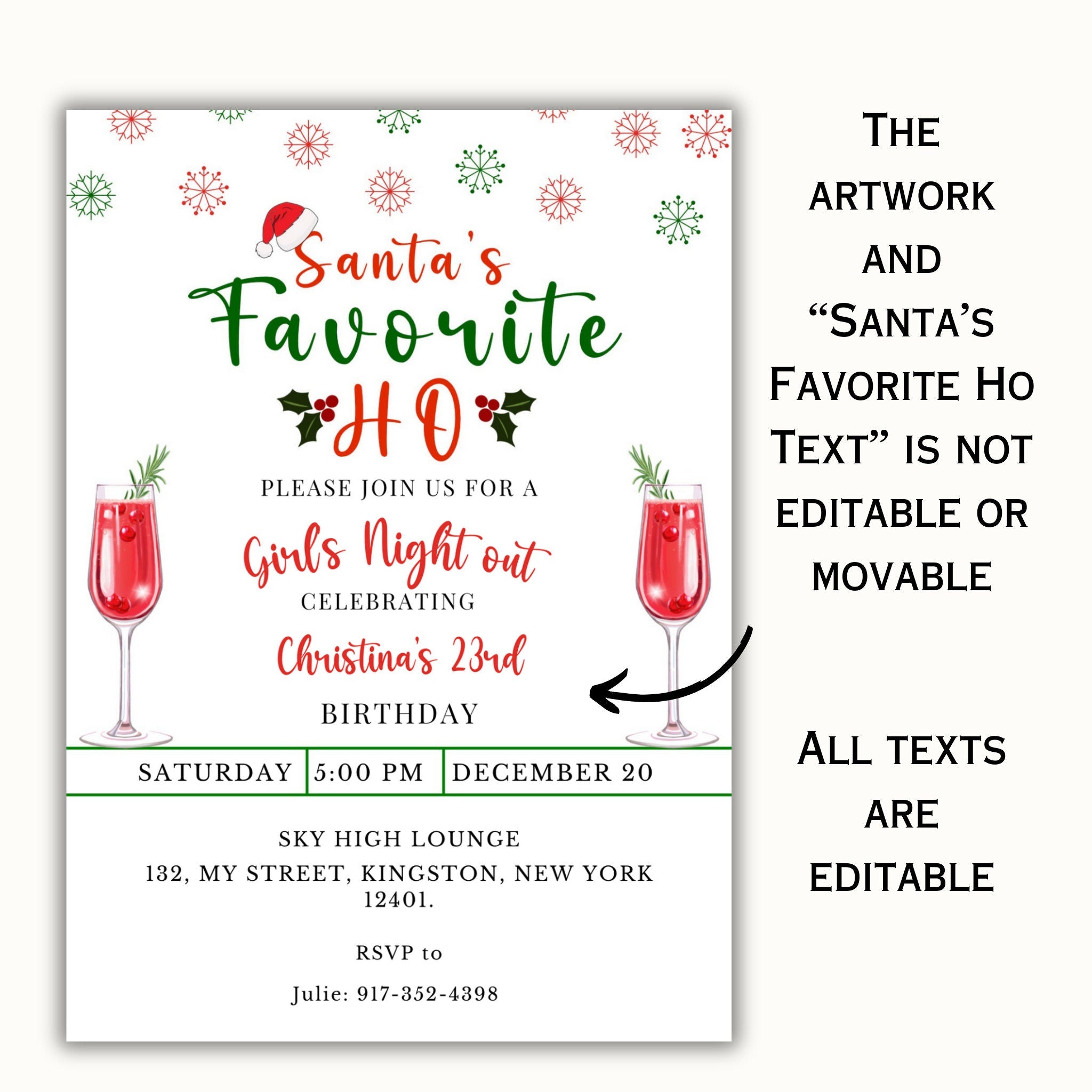 Santa's Favorite Ho - Editable Christmas Party Invitation