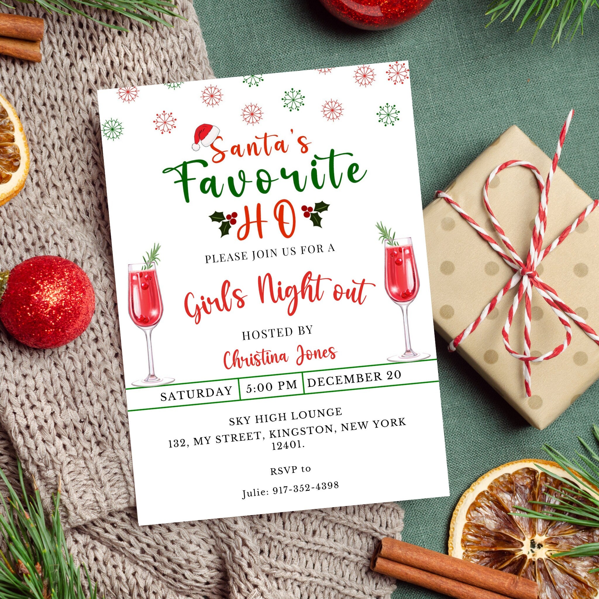 Editable Christmas Party Invitation - Santa's Favorite Ho