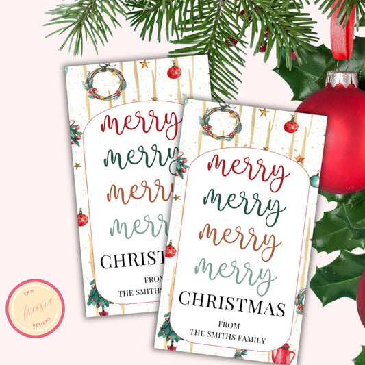 Merry Christmas Gift Tag - Editable Template