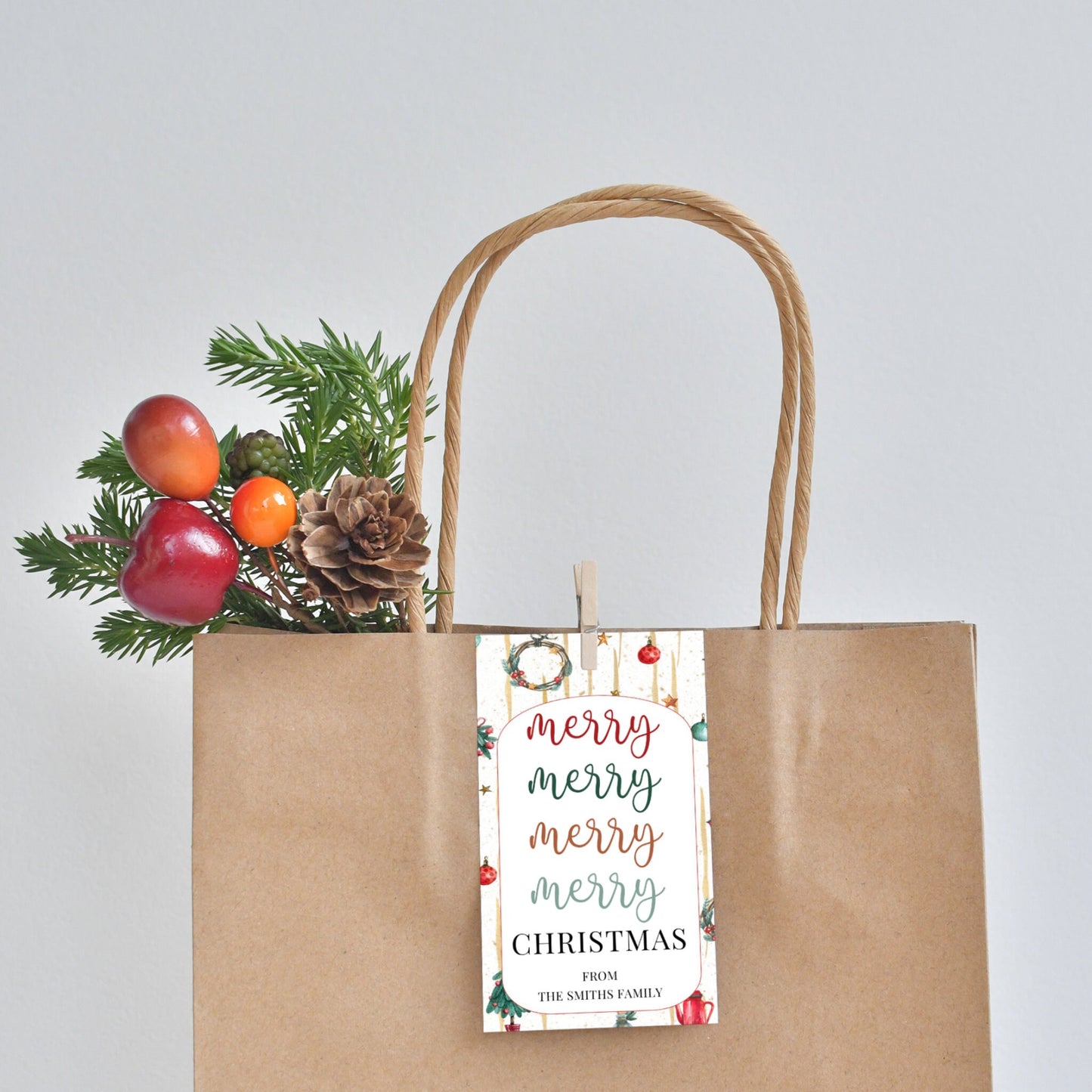 Merry Christmas Gift Tag - Editable Template