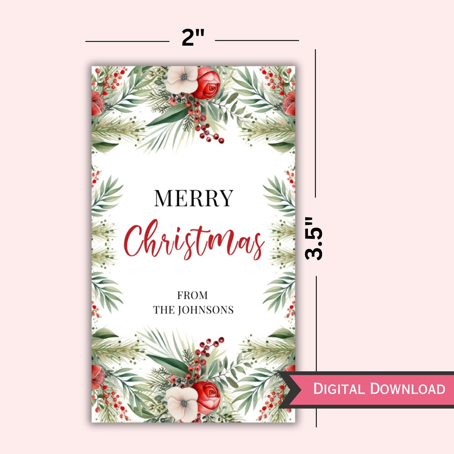 Editable Floral Christmas Gift Tag