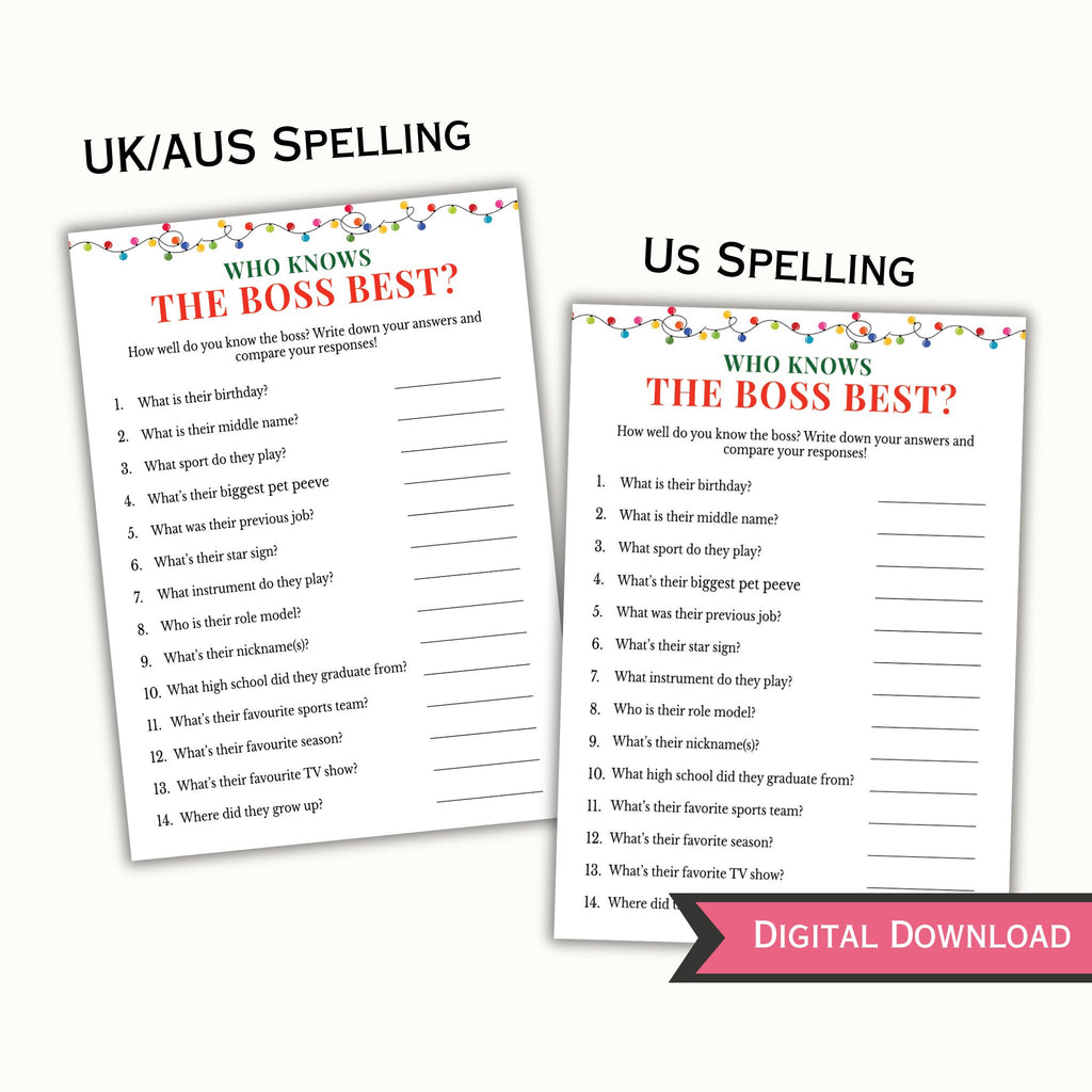 Who knows the Boss Best - Christmas Office Party Game