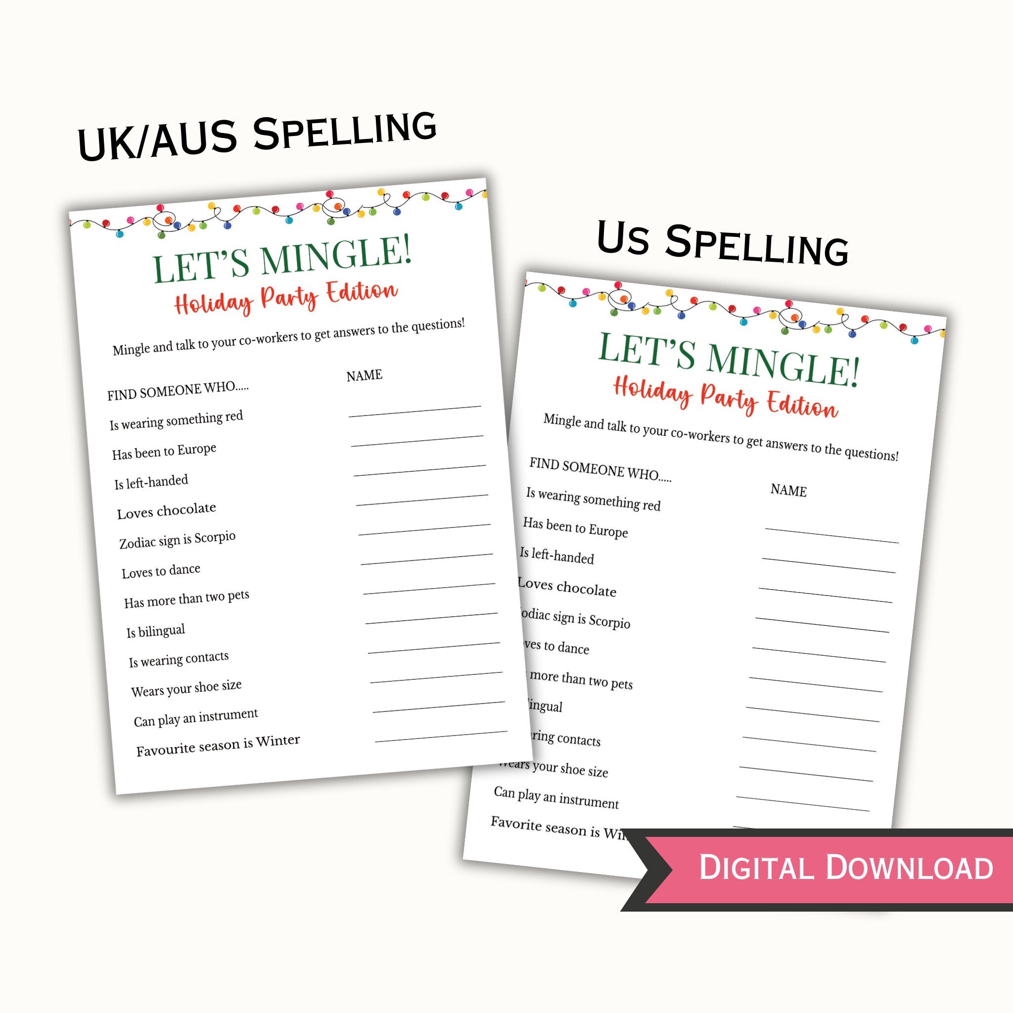 Christmas Let's Mingle Game