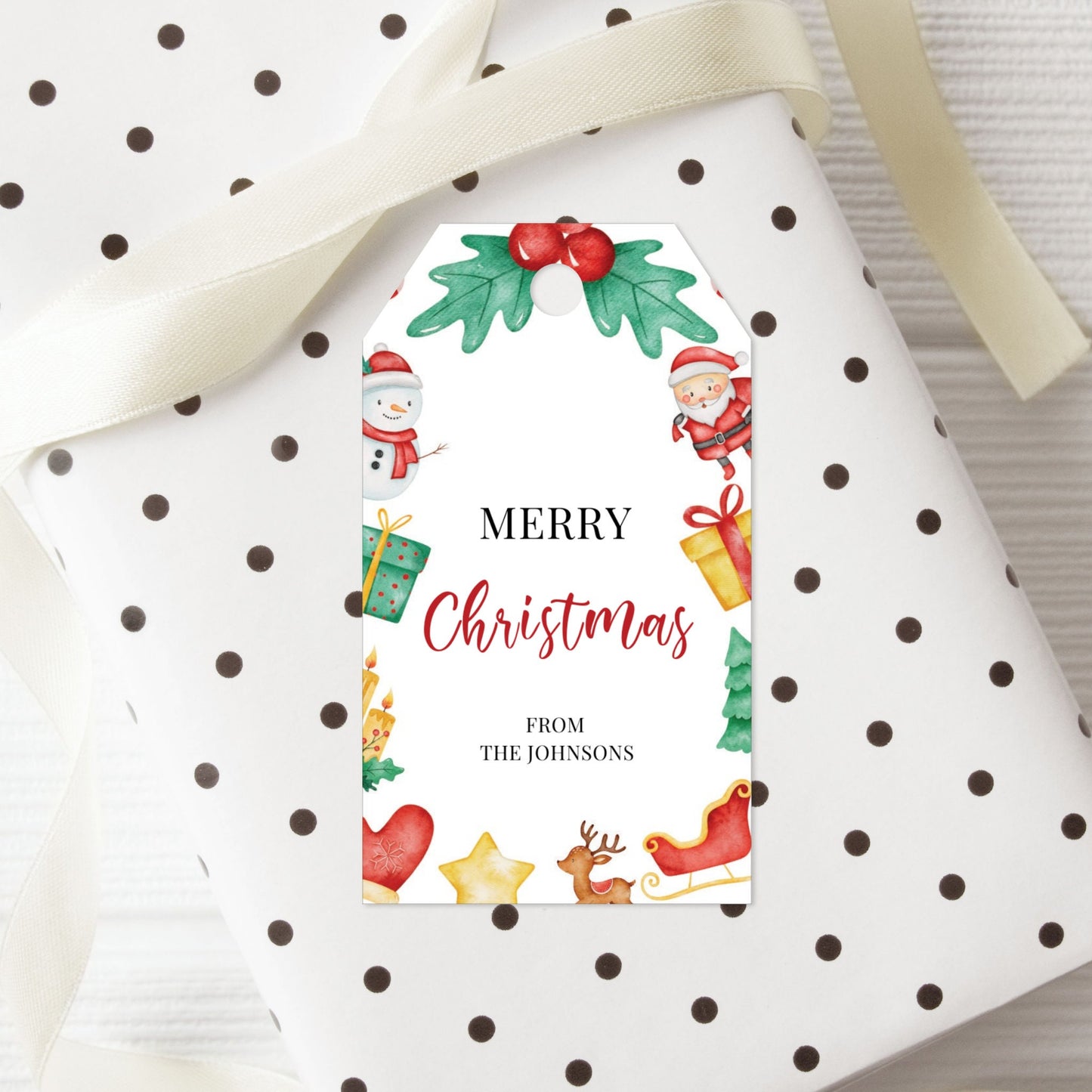 Christmas Gift Tag - Editable Template