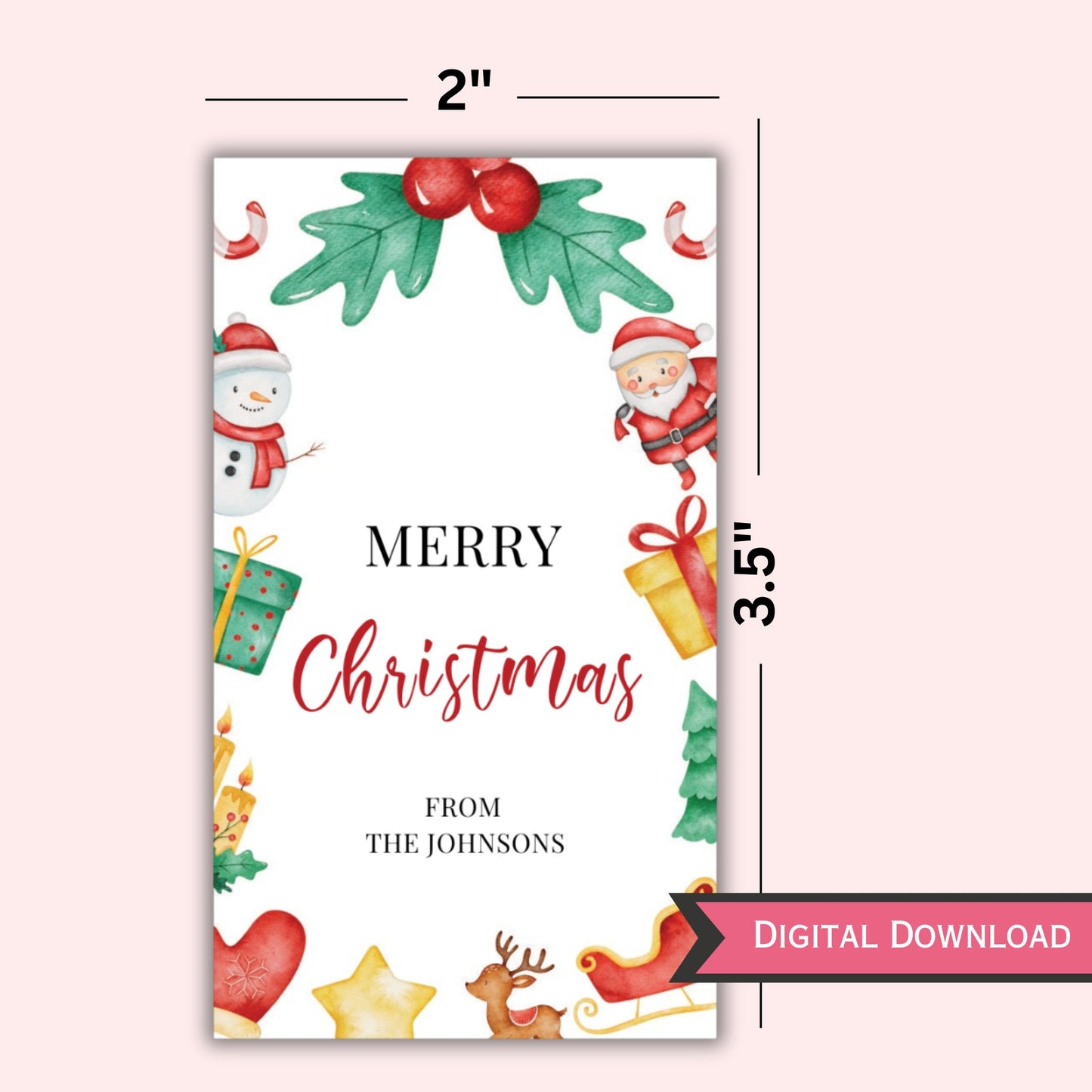 Christmas Gift Tag - Editable Template