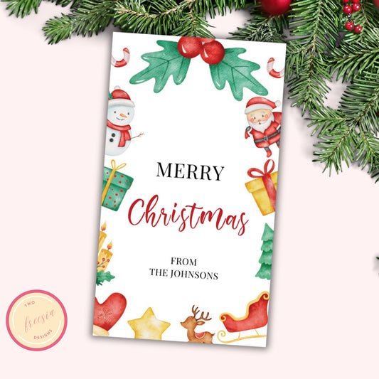 Christmas Gift Tag - Editable Template